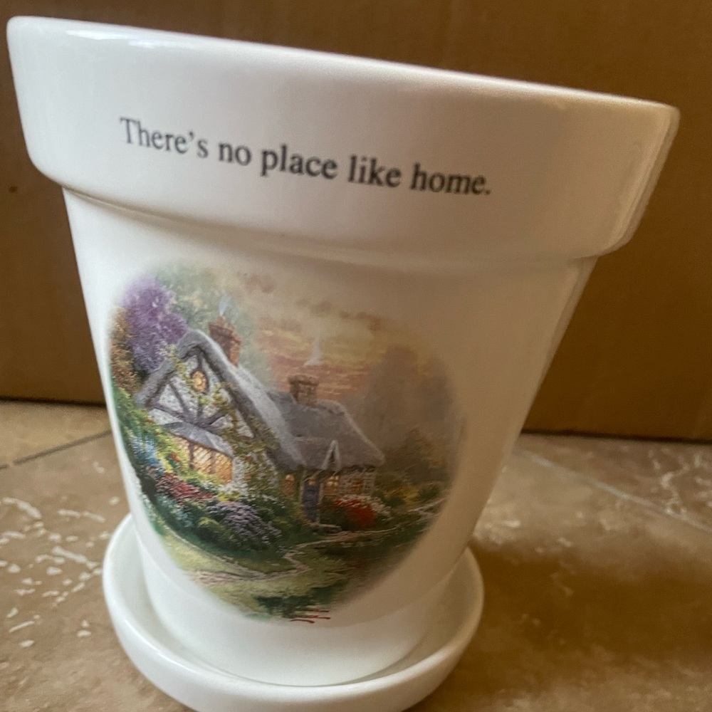 Thomas Kincaid Painter of light ‘a quiet evening” small house plant planter